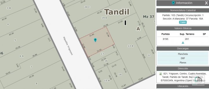 Lote en Venta 281m² en Yrigoyen 821, céntrico