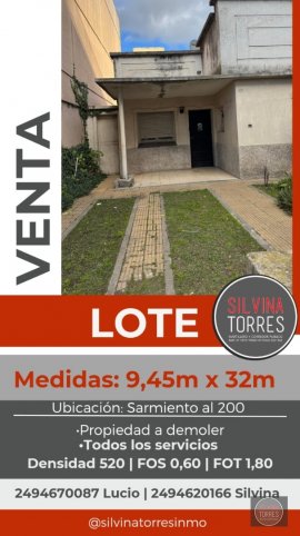Lote en Venta 300m² ideal constructores — Sarmiento 252