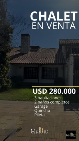 Casa 3 dorm, 2 baños, con pileta y garage para 2 vehículos