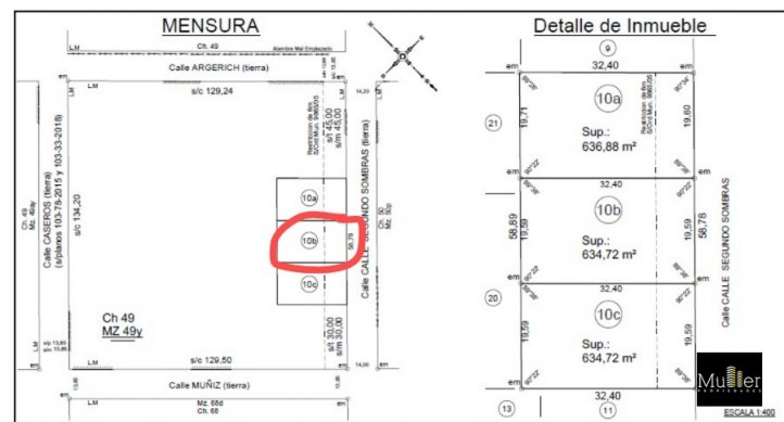 Lote en venta sobre Segundo sombra entre Muñiz y Argerich