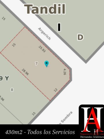 Lote en Esquina 430m² en Segundo Sombra y Argerich