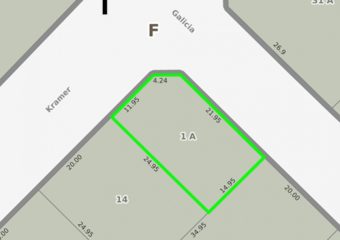 Lote en venta 14,95x21,95 mts a 1 cuadra de Avda J.B. Justo