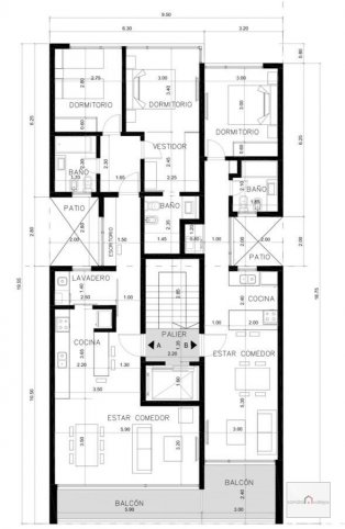 Depto 2 dorm, 100m² con cochera y balcón — Av. Avellaneda