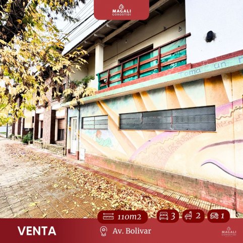 Departamento en VENTA Av. Bolívar, 110m², 3 dorm, 2 baños, 1° piso