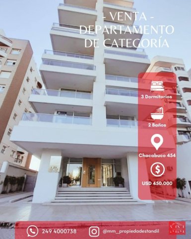 Depto 3 dorm, 150m² con cochera y amenities — Chacabuco