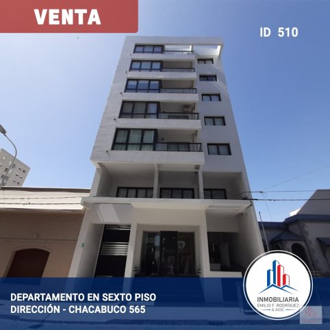 Depto 2 dorm, 60m² en 6° piso con cochera — Chacabuco