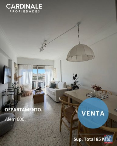 Depto 2 dorm, 85m² en Alem 600 — muy luminoso