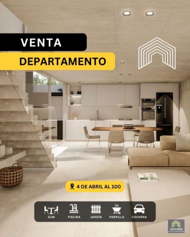 Depto 3 dorm, 100m² con cochera y piscina — 4 de Abril