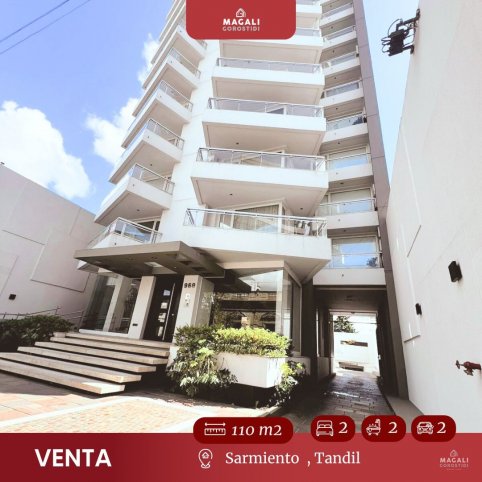 Depto 2 dorm, 110m² con 2 cocheras — Sarmiento