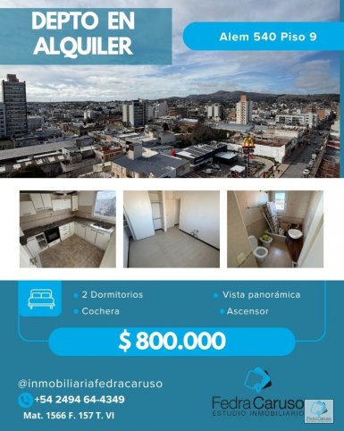 Depto 3 amb, 60m² con cochera — Alem 540